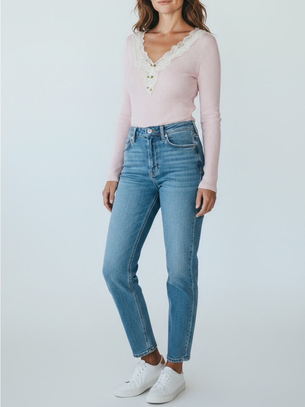 Pink Long Sleeve Ribbed Top Soft Girl Coquette Aesthetic.